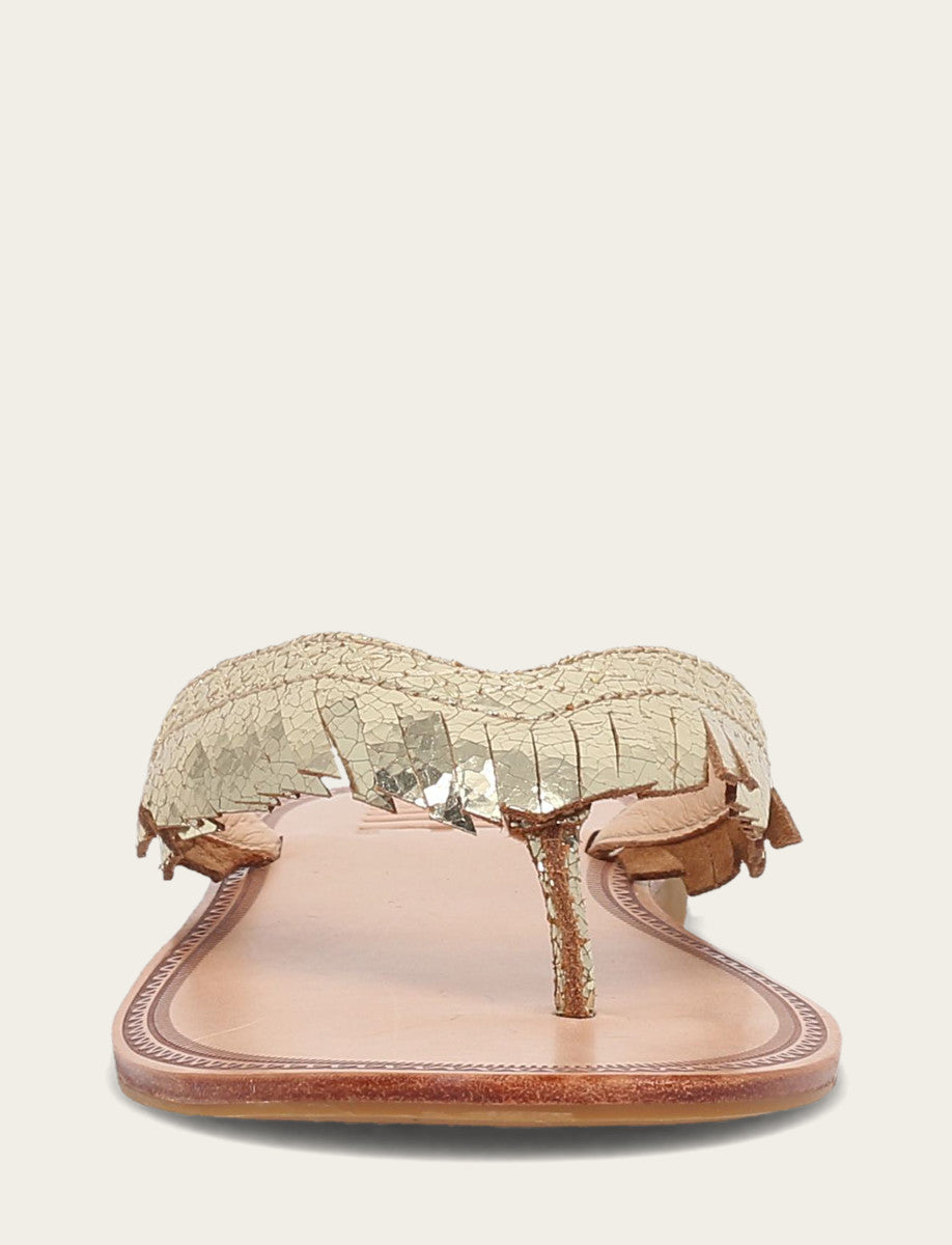 Frye Exclusive | Women's Gold Mirror Ava Fringe Sandals