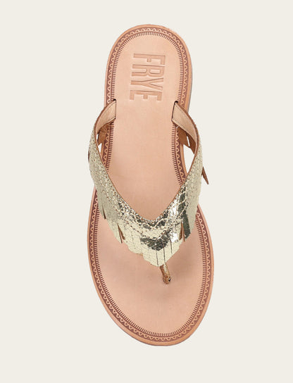 Frye Exclusive | Women's Gold Mirror Ava Fringe Sandals