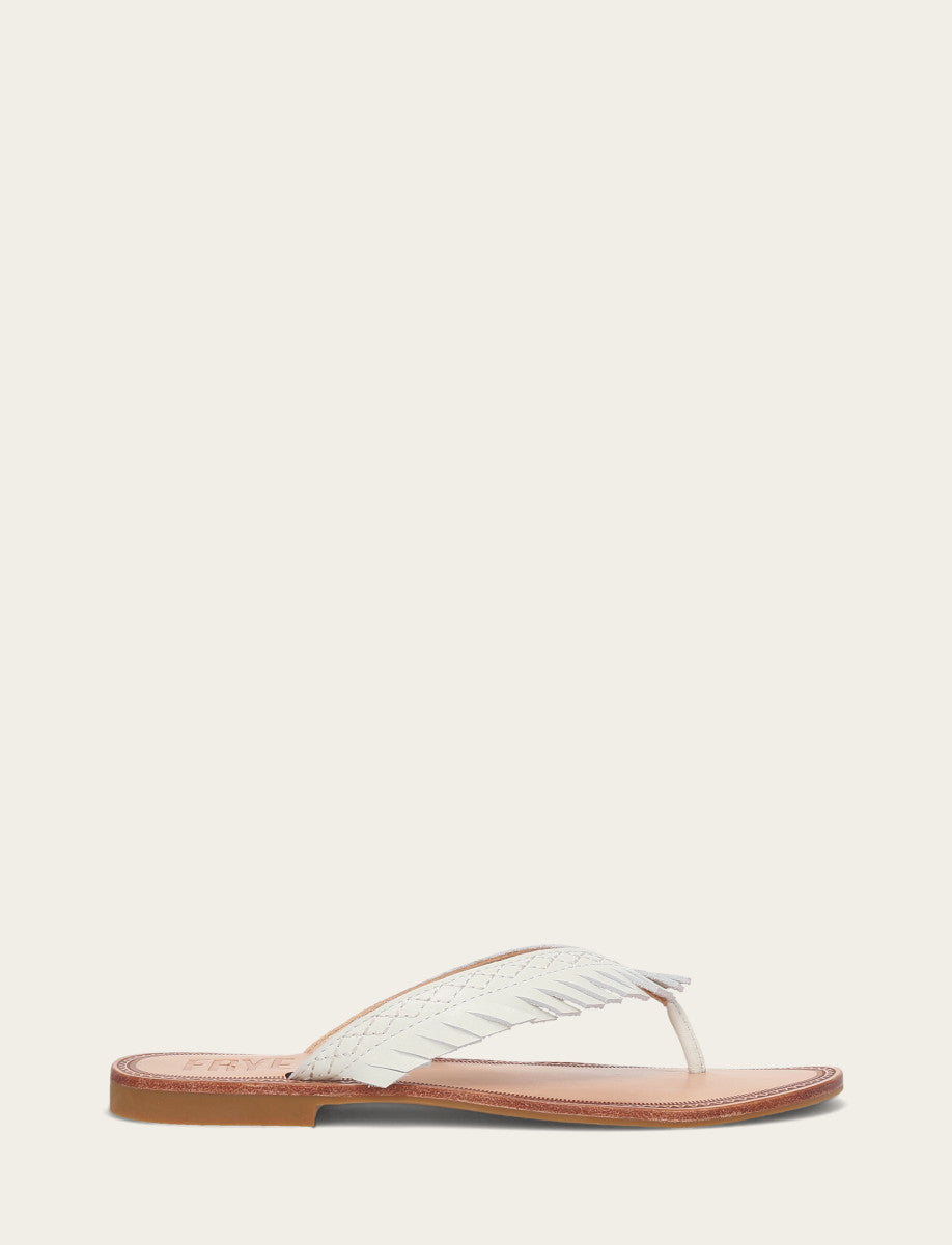 Frye Featured | Women's White Ava Fringe Sandals