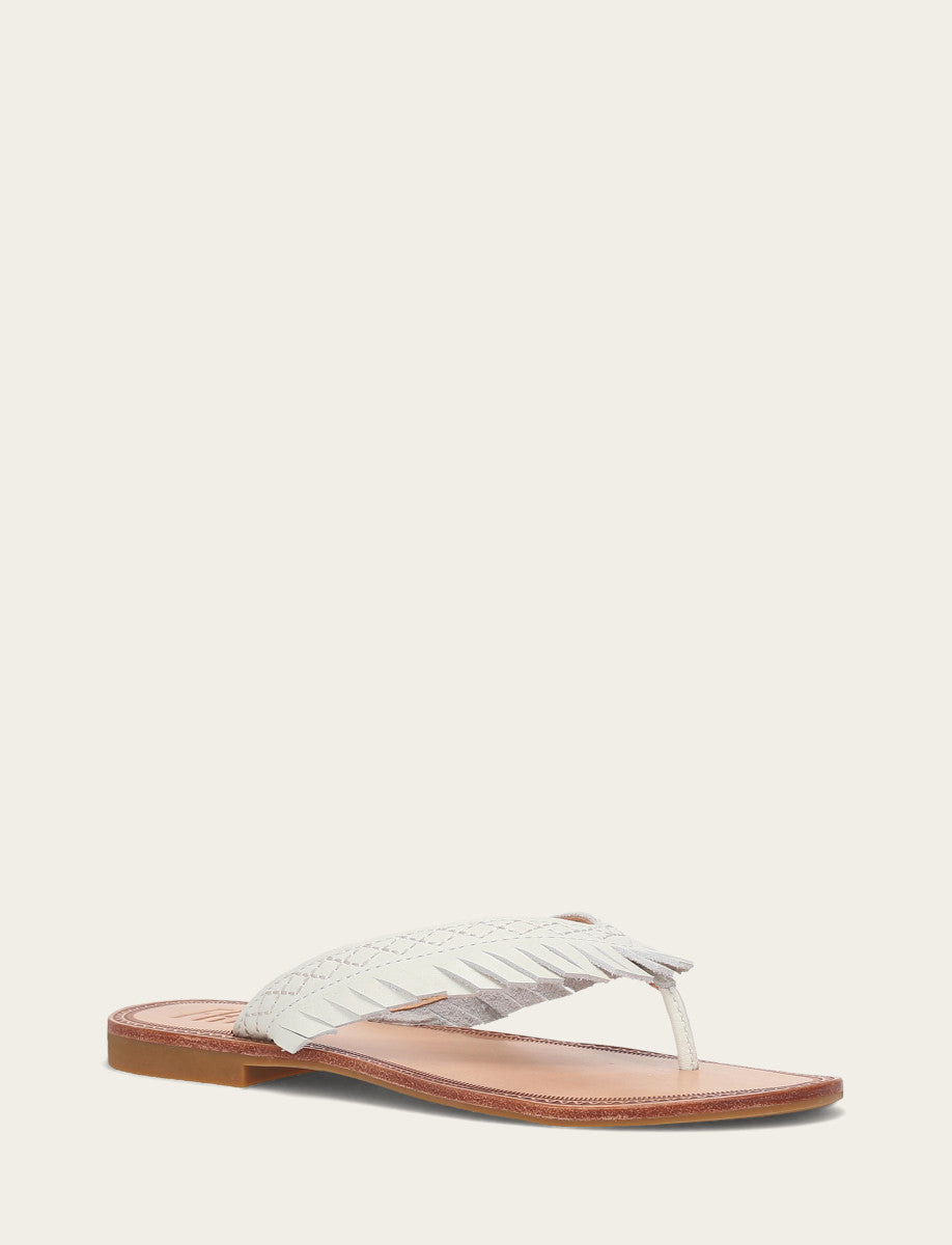 Frye Featured | Women's White Ava Fringe Sandals