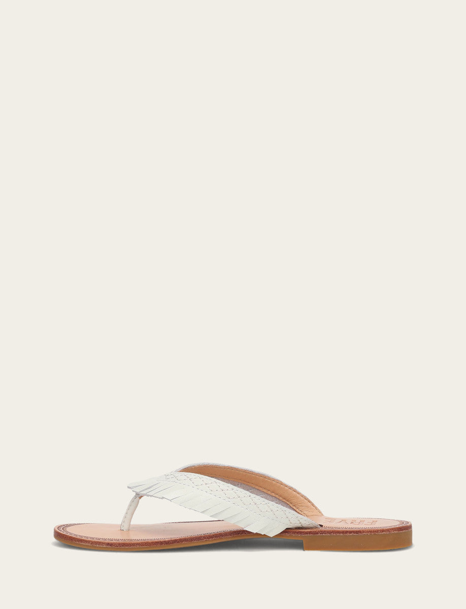 Frye Featured | Women's White Ava Fringe Sandals