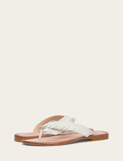 Frye Featured | Women's White Ava Fringe Sandals
