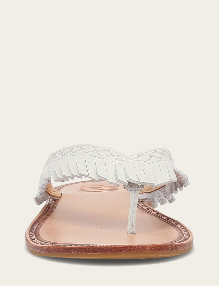 Frye Featured | Women's White Ava Fringe Sandals