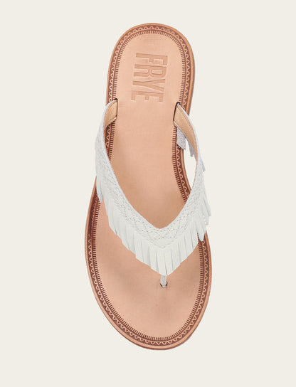 Frye Featured | Women's White Ava Fringe Sandals