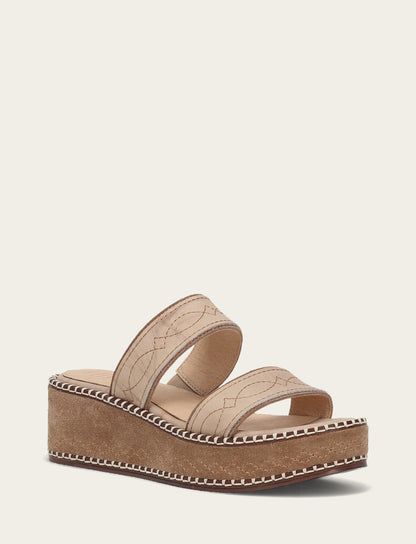 Frye Recommended | Women's Almond Joy Woodstock 2 Band Platform Slide Sandals