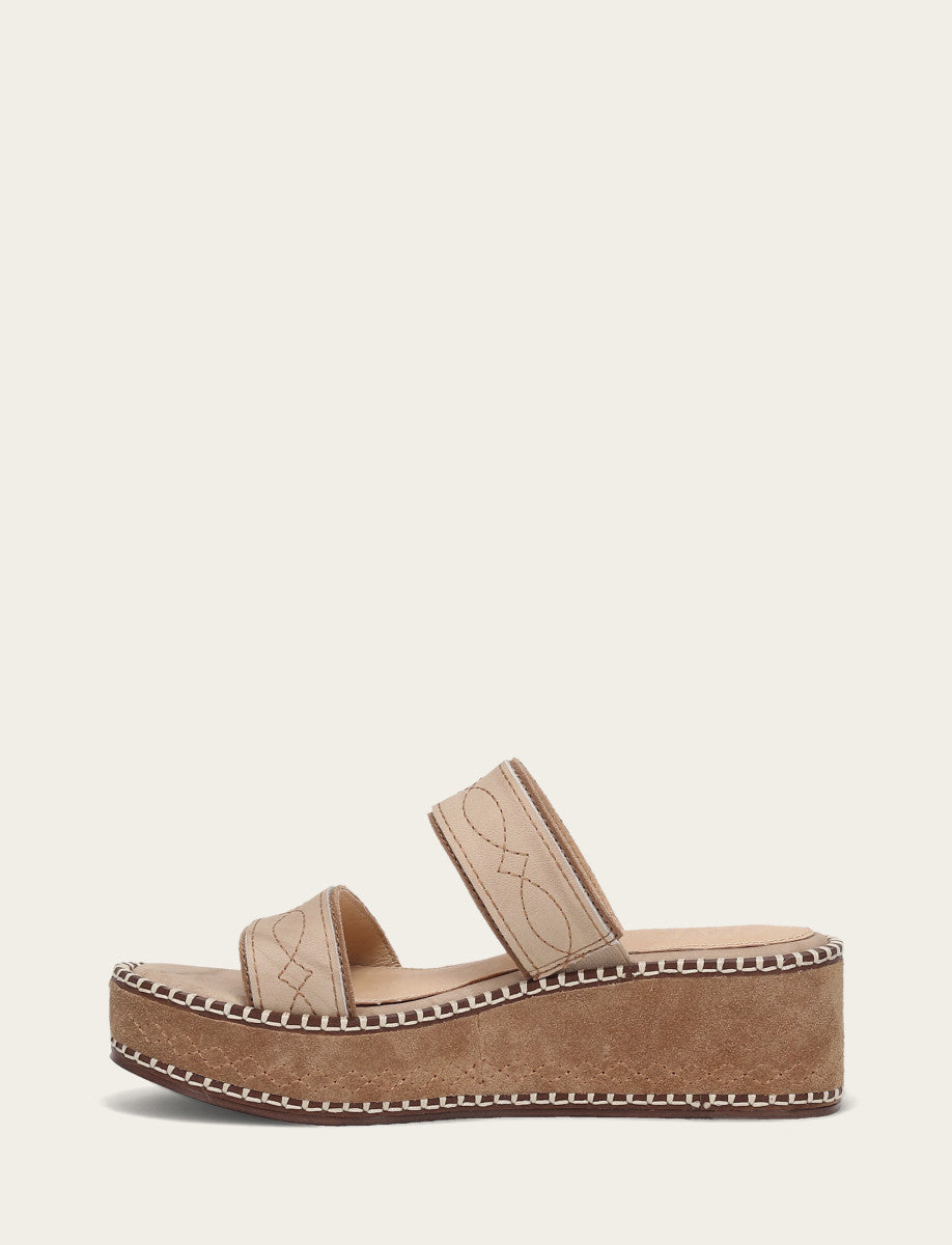 Frye Recommended | Women's Almond Joy Woodstock 2 Band Platform Slide Sandals