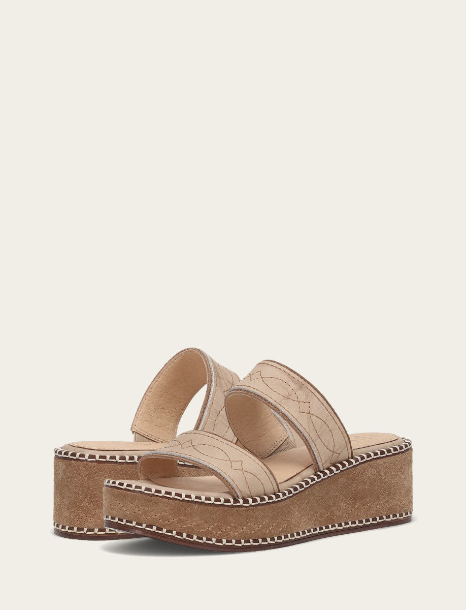 Frye Recommended | Women's Almond Joy Woodstock 2 Band Platform Slide Sandals