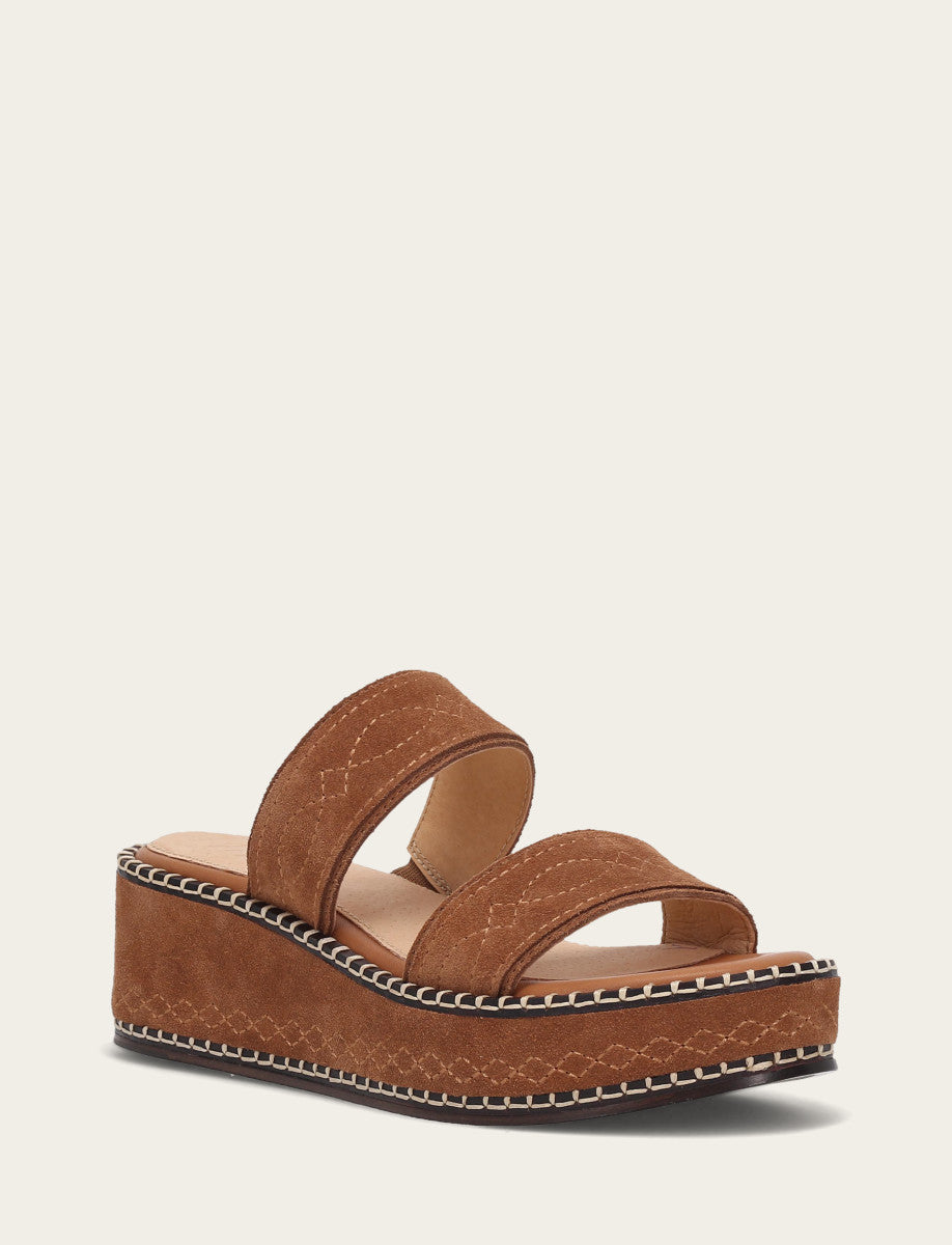Frye Deals | Women's Bark Joy Woodstock 2 Band Platform Slide Sandals