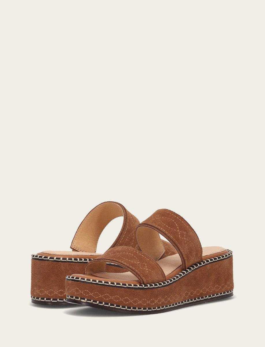 Frye Deals | Women's Bark Joy Woodstock 2 Band Platform Slide Sandals