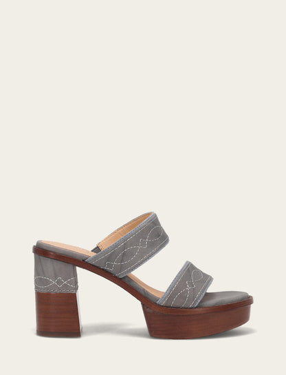 Frye Essential | Women's Grey Sky Pipa Woodstock 2 Band Platform Sandals