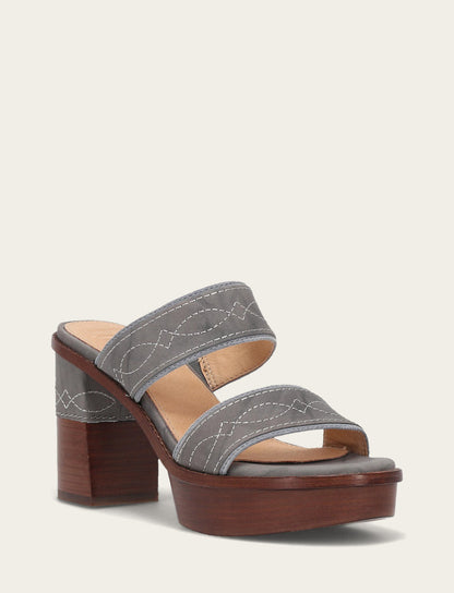 Frye Essential | Women's Grey Sky Pipa Woodstock 2 Band Platform Sandals