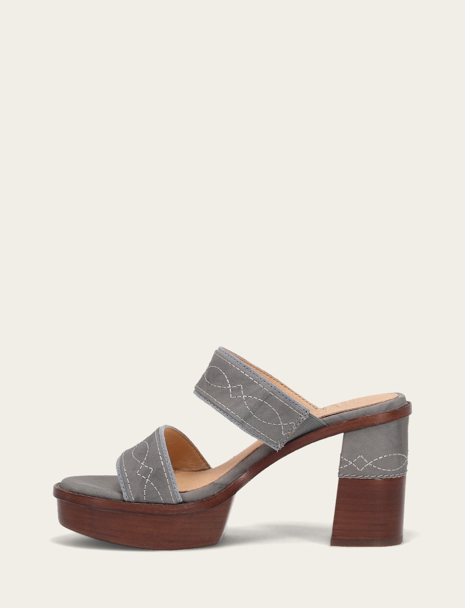 Frye Essential | Women's Grey Sky Pipa Woodstock 2 Band Platform Sandals