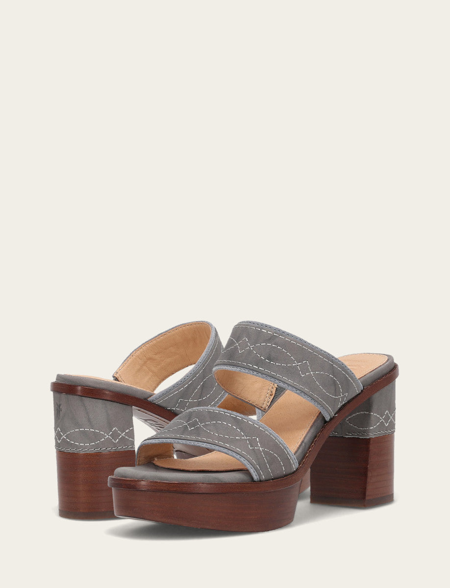 Frye Essential | Women's Grey Sky Pipa Woodstock 2 Band Platform Sandals