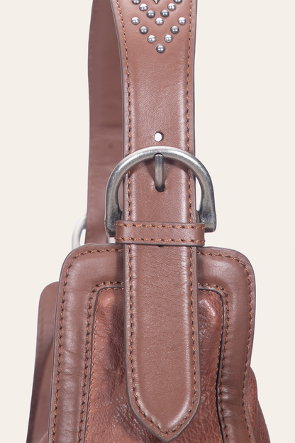 Frye Essential | Women's Cognac Carla Studded Hobo Handbag