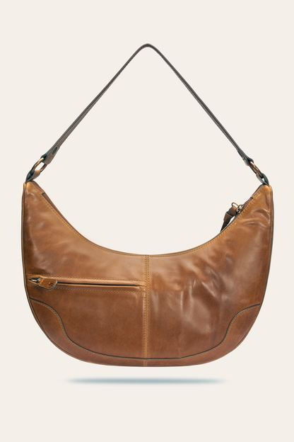 Frye Featured | Melissa Cognac Crescent Hobo