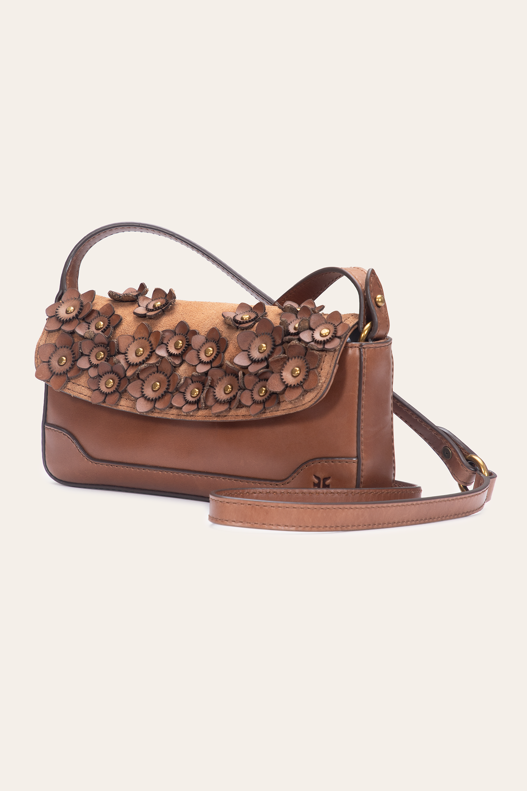 Frye Discount | Cognac Melissa Floral Convertible Mini Flap