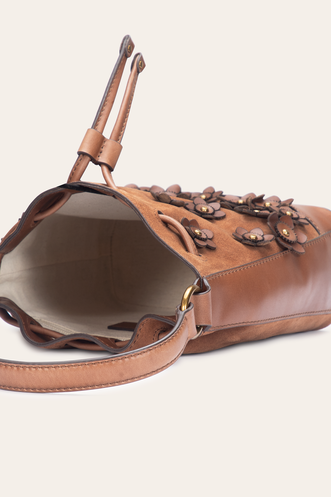 Frye Featured | Cognac Melissa Floral Convertible Bucket