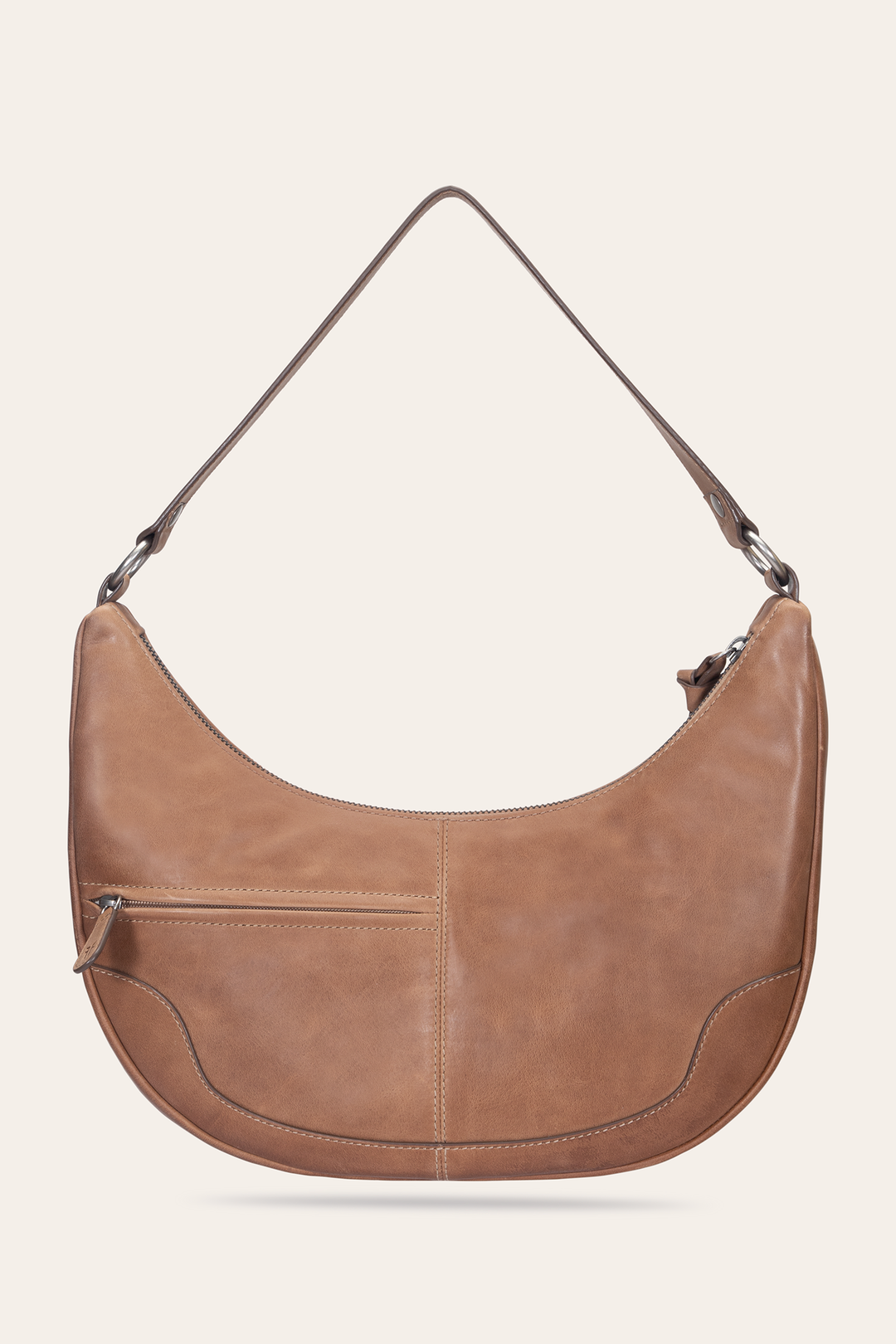 Frye Quality | Melissa Beige Crescent Hobo