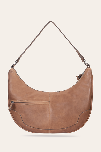 Frye Quality | Melissa Beige Crescent Hobo