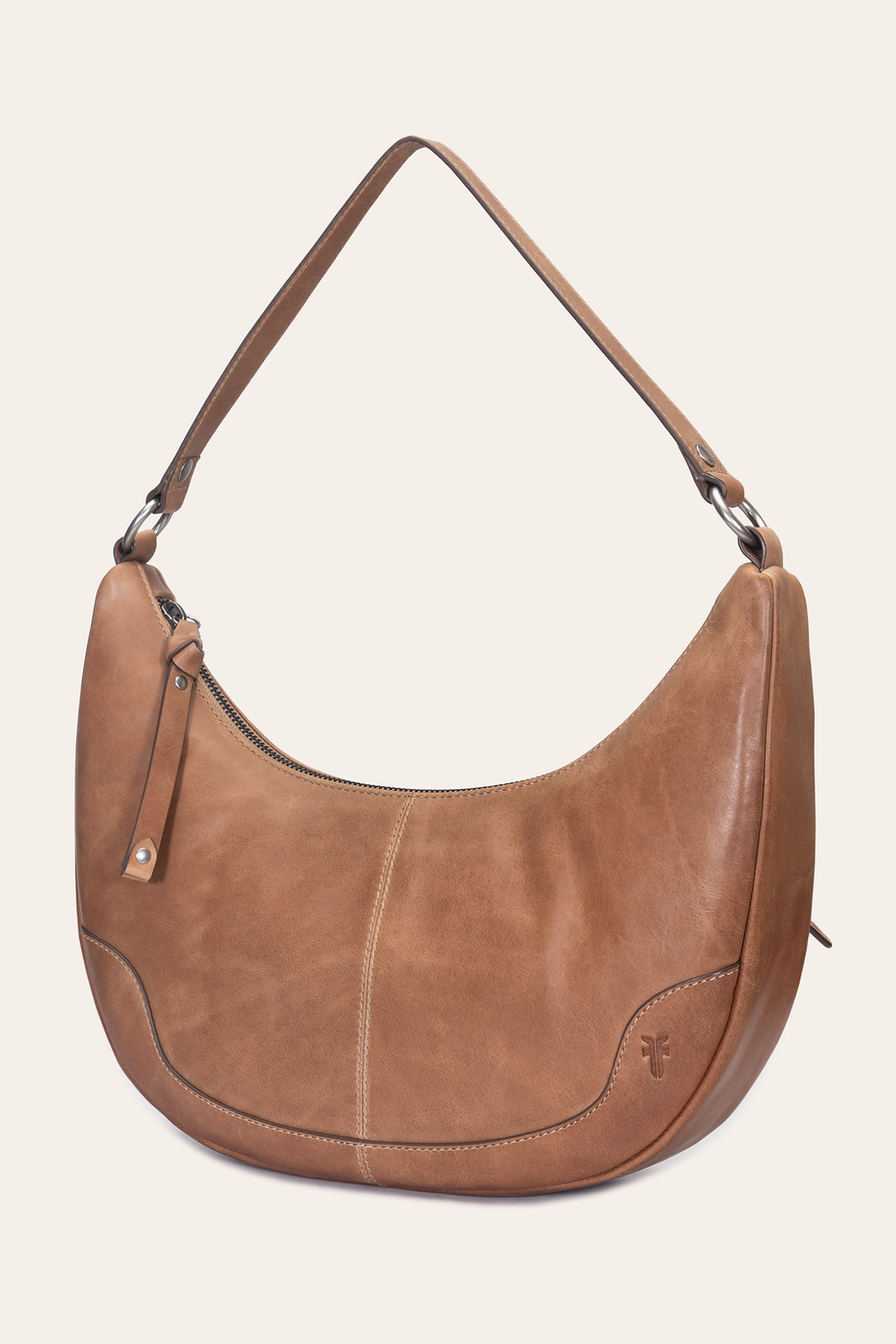Frye Quality | Melissa Beige Crescent Hobo