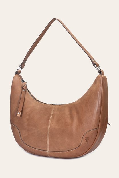 Frye Quality | Melissa Beige Crescent Hobo