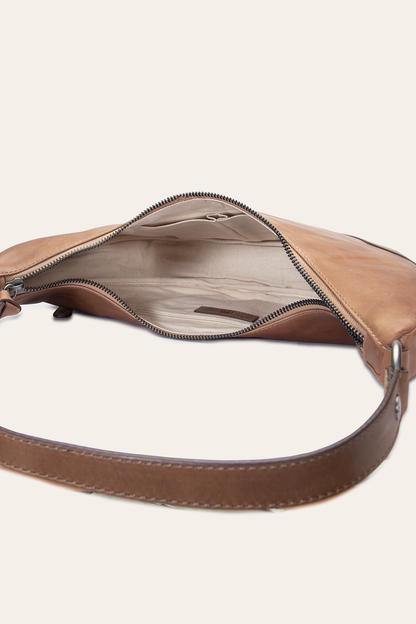 Frye Quality | Melissa Beige Crescent Hobo