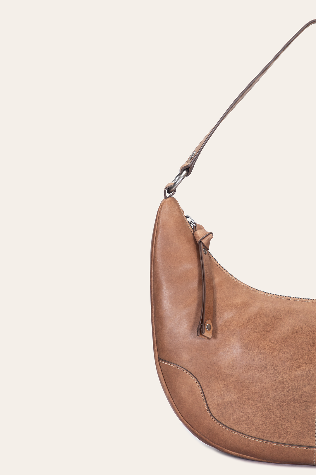 Frye Quality | Melissa Beige Crescent Hobo