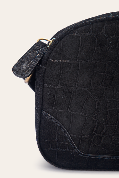 Frye Everyday | Melissa Black Sueded Croco Camera