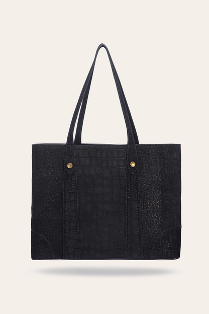 Frye Deals | Melissa Sueded Croco Shopper in Black