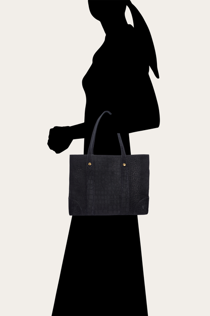 Frye Deals | Melissa Sueded Croco Shopper in Black