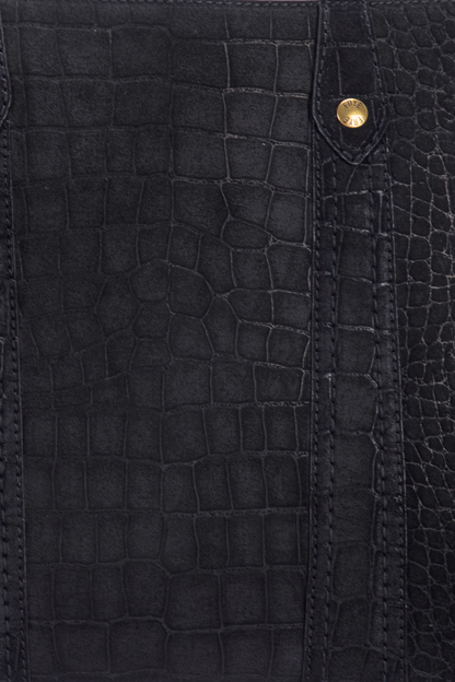 Frye Deals | Melissa Sueded Croco Shopper in Black