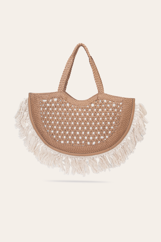 Frye New | Women's Ella Tassel Tote Bag in Beige