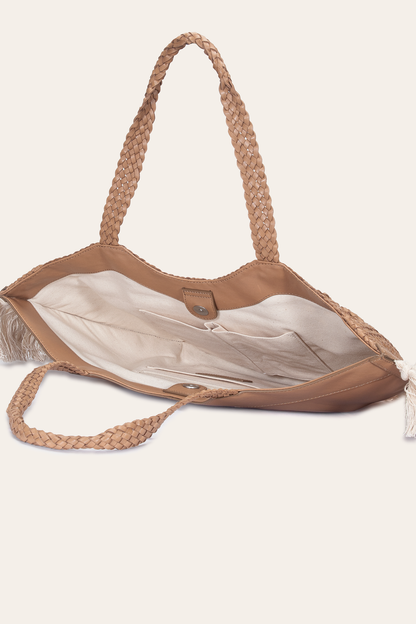 Frye New | Women's Ella Tassel Tote Bag in Beige