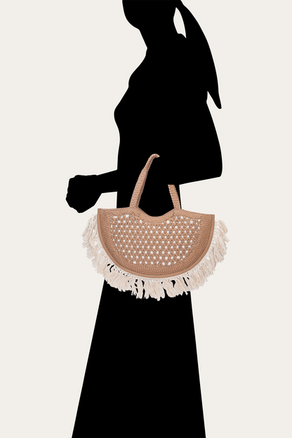 Frye New | Women's Ella Tassel Tote Bag in Beige