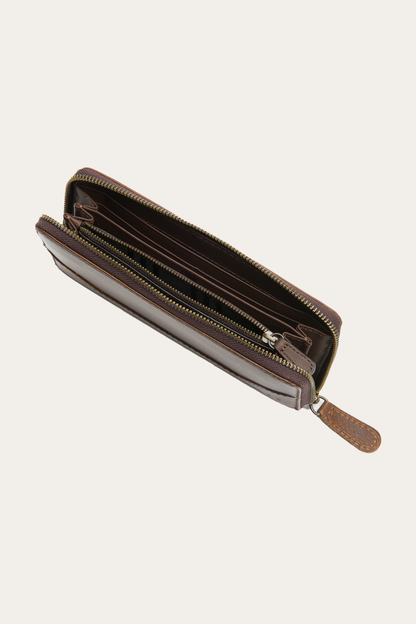 Frye Special Offer | Melissa Dark Brown Zip Wallet