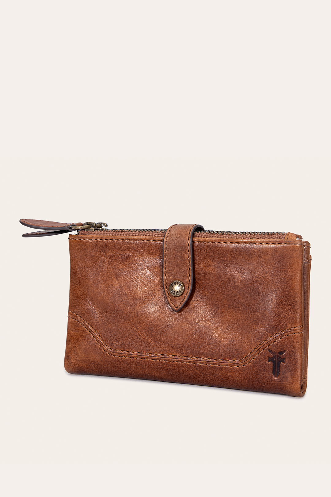 Frye Best Price | Melissa Cognac Double Zip Wallet