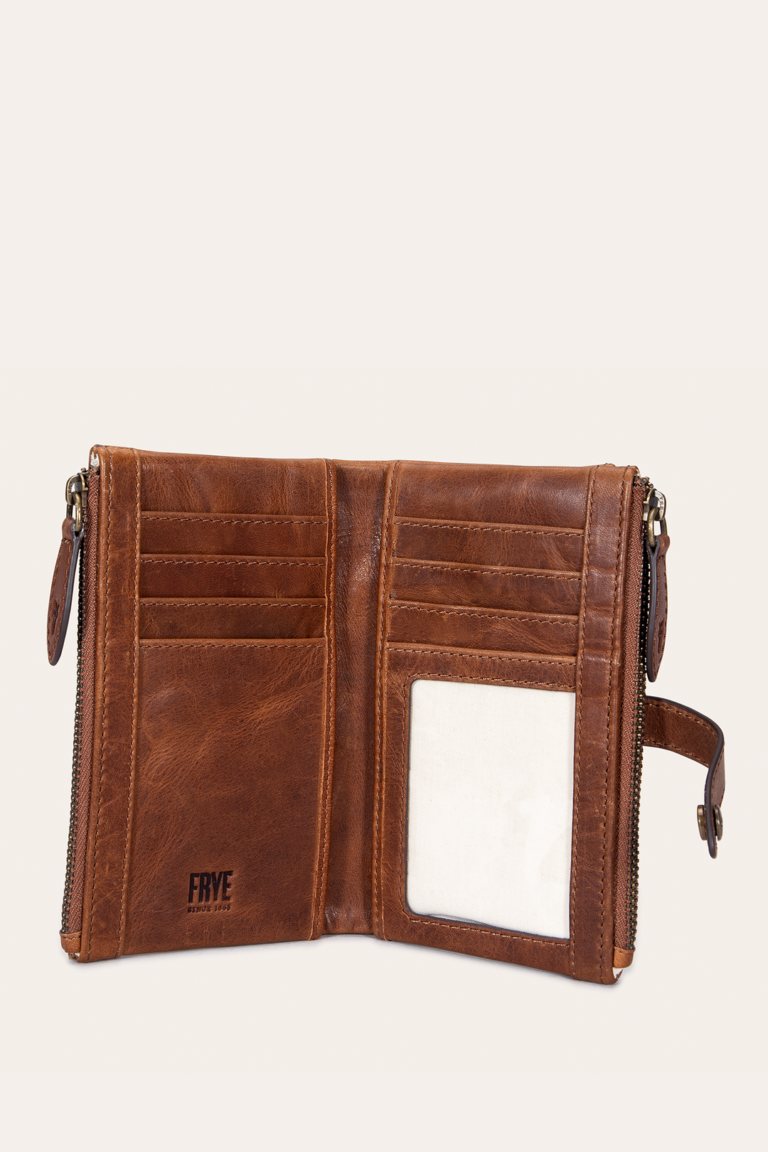 Frye Best Price | Melissa Cognac Double Zip Wallet