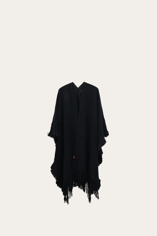Frye Latest | Navy Blazer Embellished Fringe Ruana