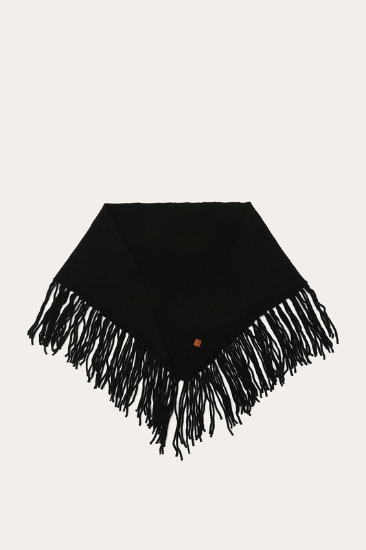 Frye Smart Buy | Black Long Fringe Triangle Scarf