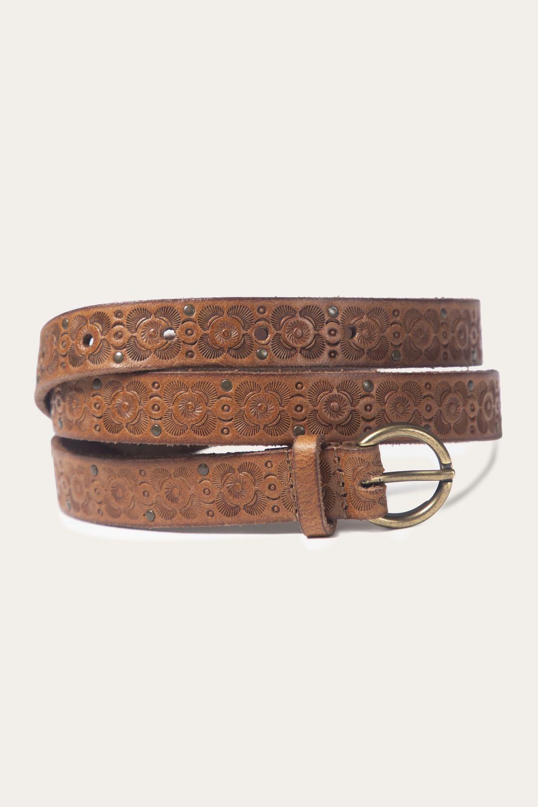 Frye Sale | Light Whiskey 20mm Tooling & Stud Belt