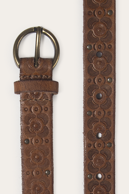 Frye Sale | Light Whiskey 20mm Tooling & Stud Belt
