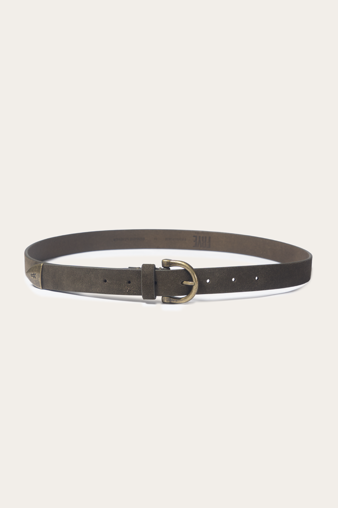 Frye Deals | Light Olive 25mm Suede Horseshoe Buckle Belt