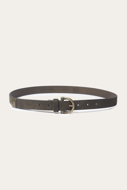 Frye Deals | Light Olive 25mm Suede Horseshoe Buckle Belt