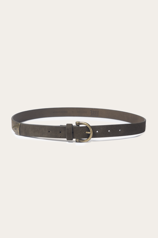 Frye Deals | Light Olive 25mm Suede Horseshoe Buckle Belt