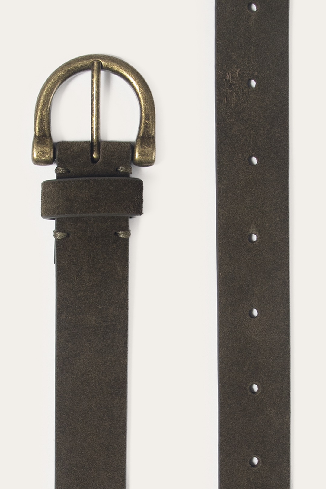 Frye Deals | Light Olive 25mm Suede Horseshoe Buckle Belt