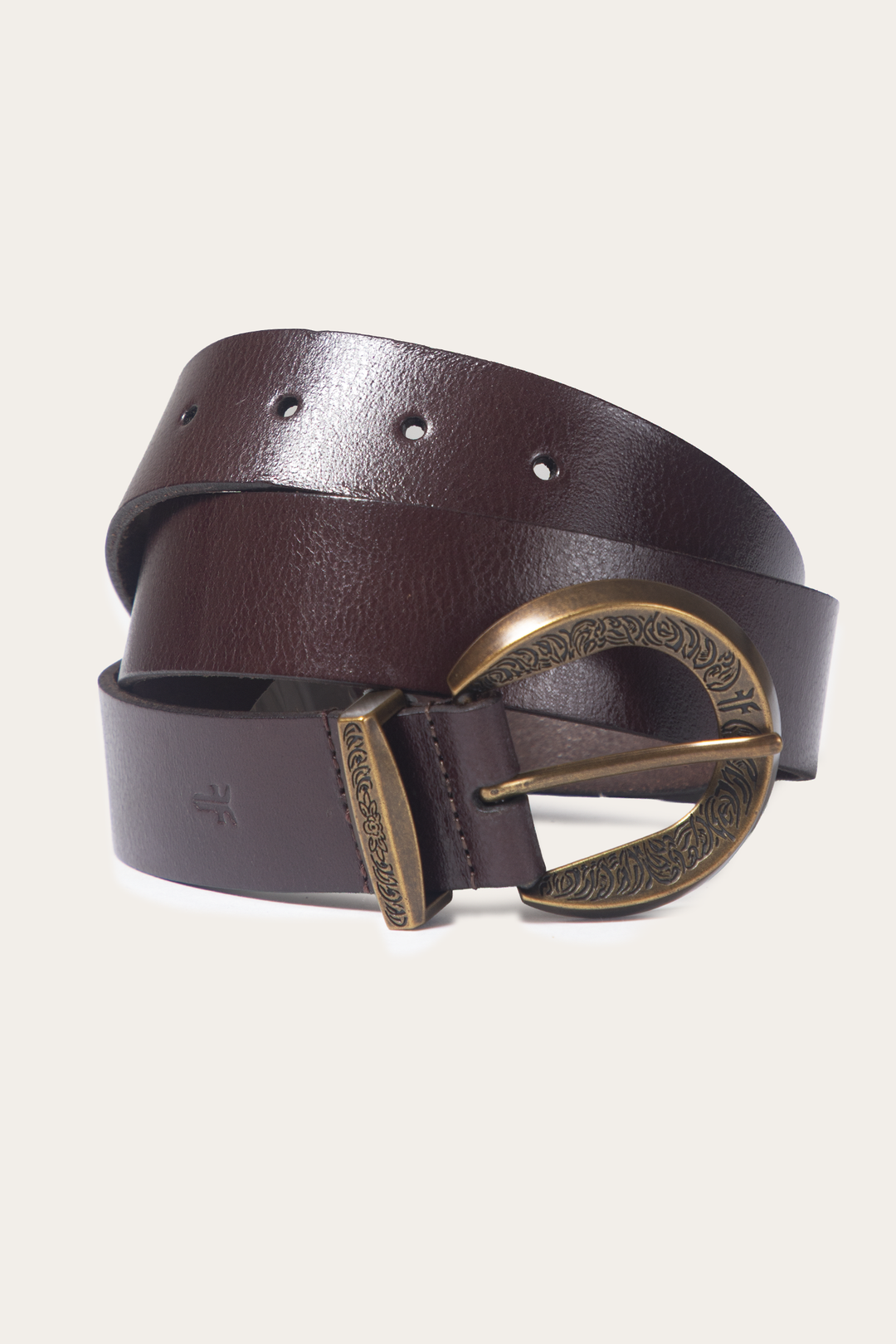 Frye Special Offer | Brown 35mm Engraved Buckle Belt