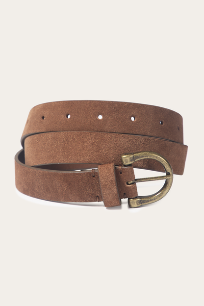 Frye Special Offer | Light Whiskey 25mm Suede Horseshoe Buckle Belt