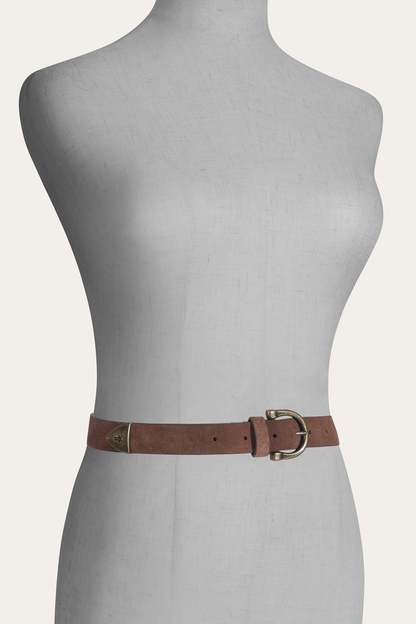Frye Special Offer | Light Whiskey 25mm Suede Horseshoe Buckle Belt