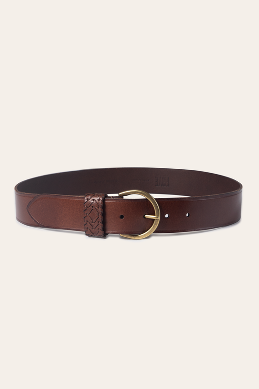 Frye Hot Sale | Tan 40mm Belt With Woven Keeper