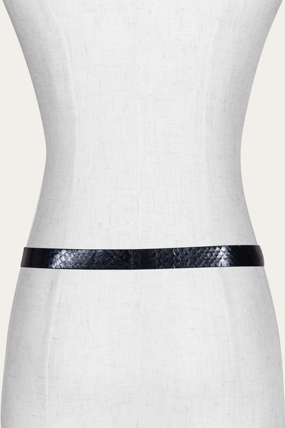 Frye Best Price | Women’s Black Snake 25mm Horseshoe Buckle Belt With Python